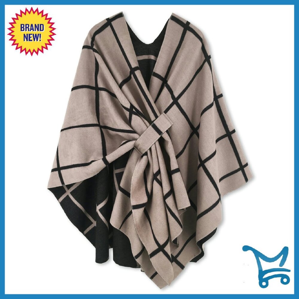 Soft Viscose Polyester Poncho Shawl Wrap Cape One Size Fits Most